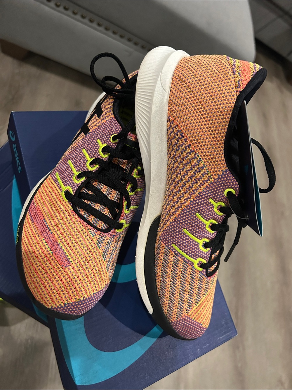 ASICS Multicolor Knit Running Shoes with Neon Accents - Picture 2 of 3